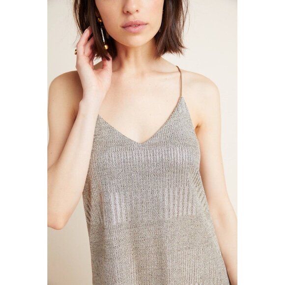 Anthropologie Bishop‎ and Young Tessa Cami Top Metallic Gold Racerback Size XL - Picture 1 of 9